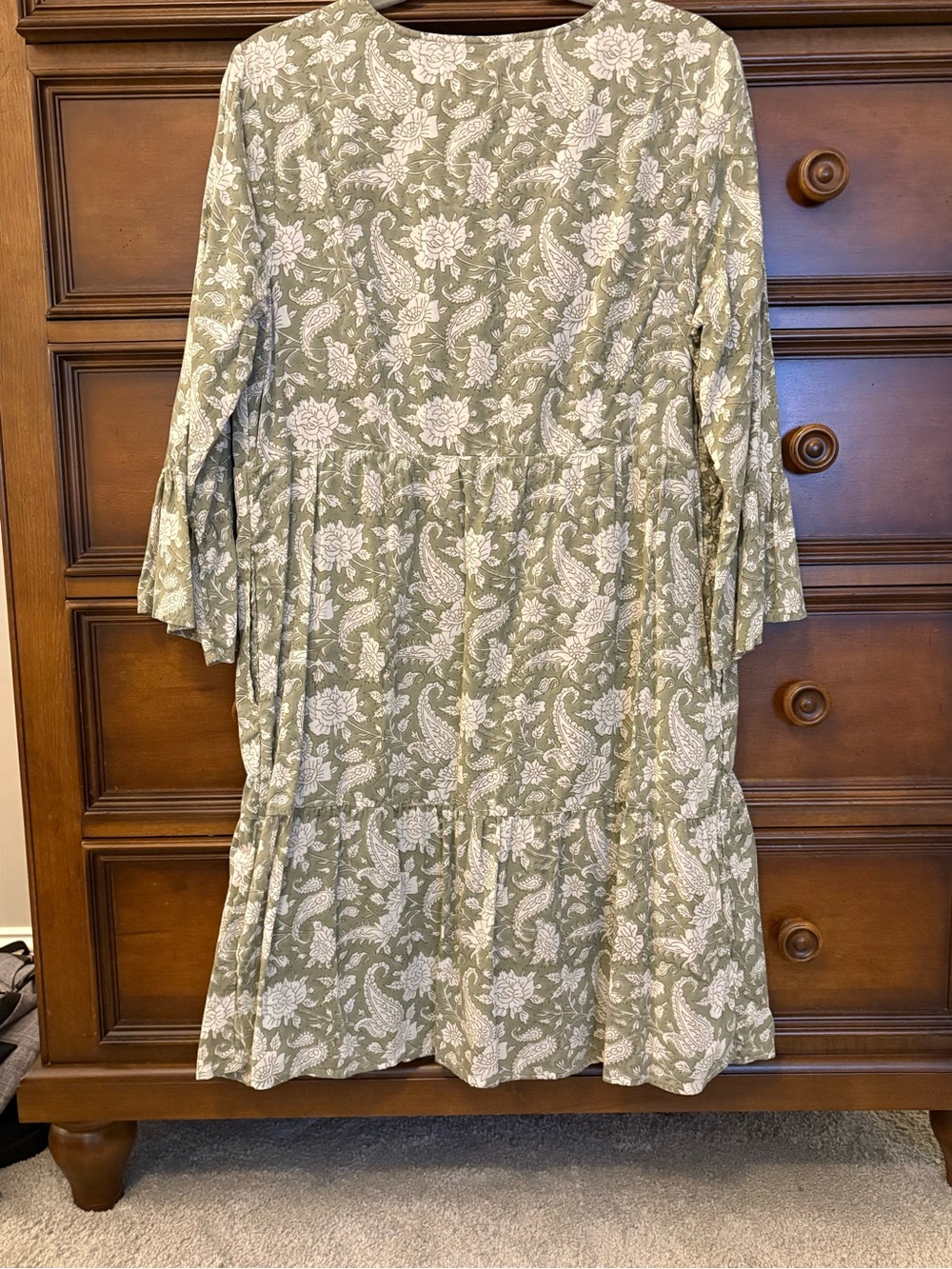 J. Jill Pure Jill Green & White Floral Mini Dress | 100% Cotton | Size Medium - Picture 3 of 9